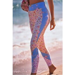 Floral and Blue High-Waisted Leggings